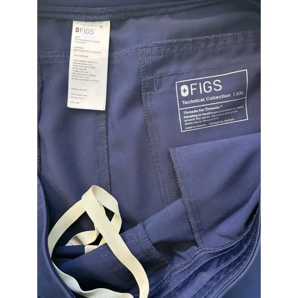 FIGS Men's AXIM Cargo Scrub Pants Blue Size XXL Straight Leg 32